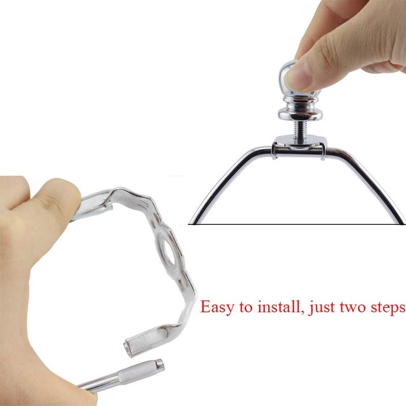 DZS Elec 1-Pack 12inch Lamp Shade Harp Holder DIY Lighting Accessories Horn Frame Lampshade Bracket for Table/Floor Light Fitting (Silver) - Image 5